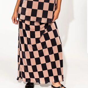 Skirt - Dressed in LaLa Grunge Girl Plisse Skirt in Black + Chai Checkerboard